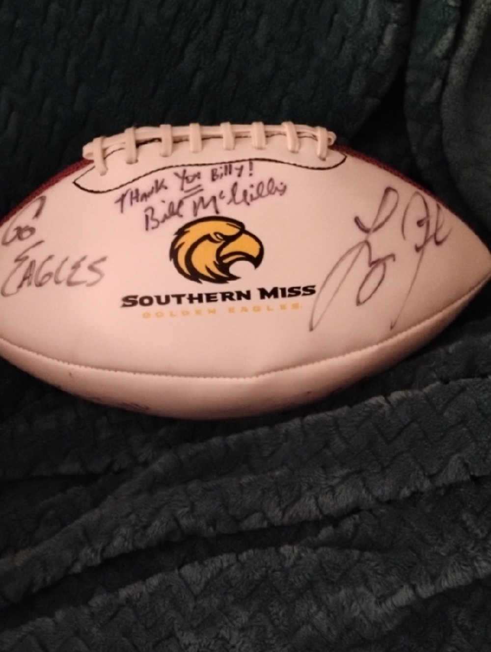 Golden Eagles Autograph White Collector Football